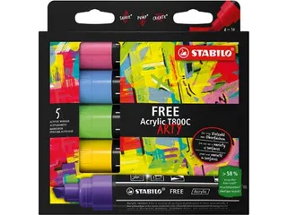 STABILO free acrylmarker T800 Seaside Assorti 5 Stuks - 1