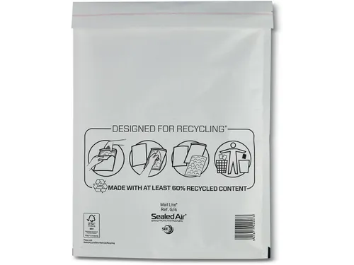 Mail Lite Luchtkussenenveloppen G/4 230x330mm Wit 100 stuks