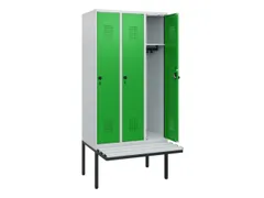 locker met bank,HxBxD 1950x900x815mm,3vak,vak B 300mm,draaigrendel
