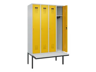 locker met bank,HxBxD 2120x1200x815mm,4vak,vak B 300mm,cilinderslot - 1