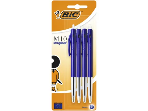 Balpen Bic M10 medium blauw blister à 4st