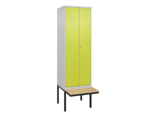 PBM-locker met bank,HxBxD 2120x600x815mm,2vak,vak B 300mm,cil.-slot