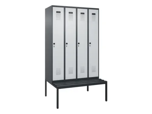 locker met bank,voor scheiding van kleding,HxBxD 2120x1200x815mm,4vak