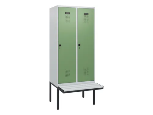 locker met bank,HxBxD 1950x800x815mm,2vak,vak B 400mm,draaigrendel