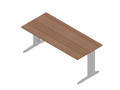 bureau,HxBxD 730x1800x800mm,blad canaletto-hout,C-voet aluminium