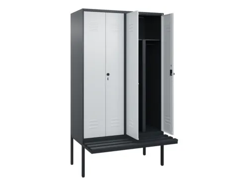 PBM-locker met bank,HxBxD 2120x1200x815mm,4vak,vak B 300mm