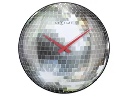 Stille wandklok - 35cm - Discobal - Koepelvormig glas - NeXtime "Disco