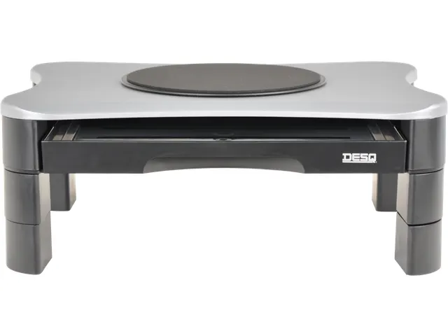 Monitorverhoger 2 Hoogte Standen 2 Lades Draaiplateau Zilver/Zwart