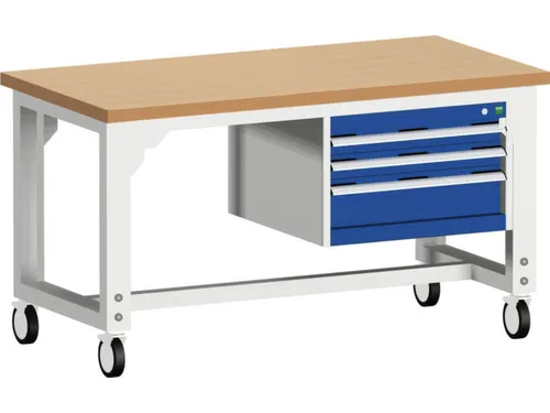 werkbank,verrijdbaar,HxBxD 840-1140x1500x750mm,beukenblad