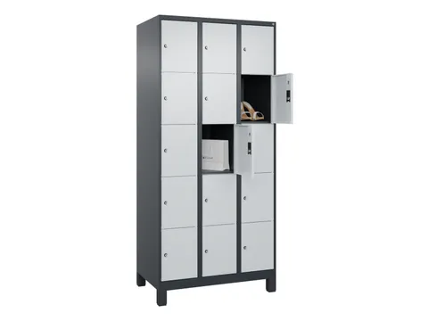 lockerkast,HxBxD 1950x900x500mm,3x5vakken,vak B 300mm,cil.-slot,voeten