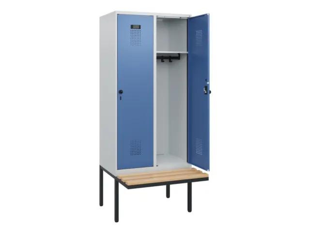 locker met bank,HxBxD 1950x800x815mm,2vak,vak B 400mm,draaigrendel