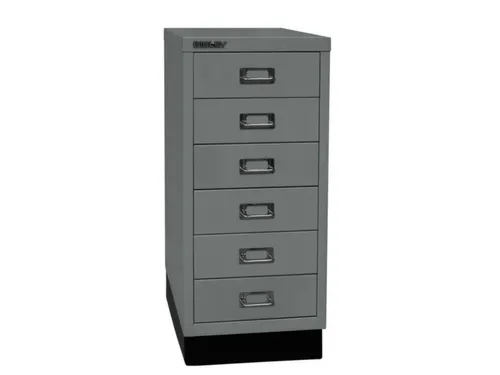 kantoor-ladekast HxBxD 670x279x380mm 6 laden romp zilverkleurig staal