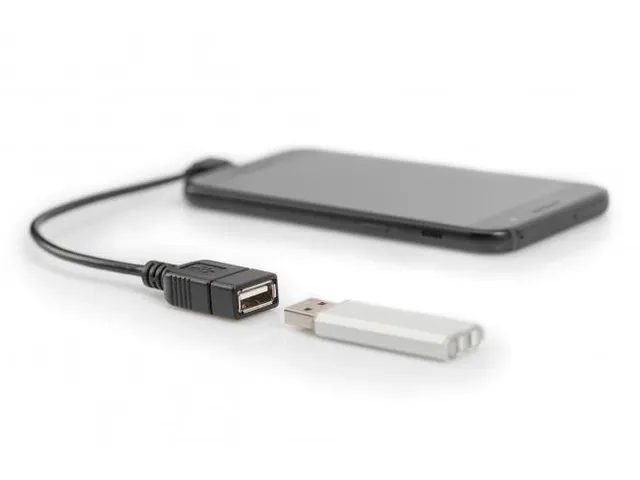 USB-adapter/converter OTG micro B/St - A/Bu 0,15m haaks zwart