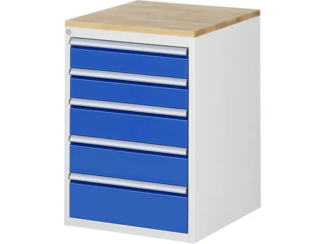 ladekast 825x580x650mm 5laden cilinderslot RAL7035 RAL5010 beuken