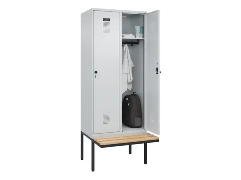 locker met bank,HxBxD 2120x800x815mm,2vak,vak B 400mm,draaigrendel