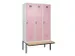 locker met bank,voor scheiding van kleding,HxBxD 2120x1200x815mm,3vak