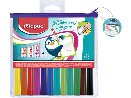 Viltstift Maped Marker'Peps whiteboard set à 12 kleuren