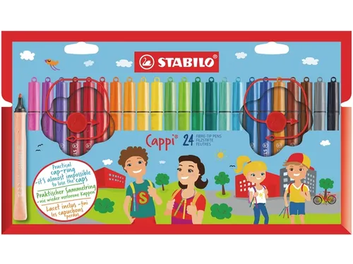 Viltstift STABILO Cappi 168/24 medium assorti etui à 24 stuks