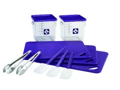 Kleurgecodeerde Set Voor Voedselbereiding En -bewaring Paars