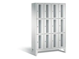 lockerkast 1850x1190x500mm 4x3 vakken Cilinderslot Poten, RAL7035 - 2