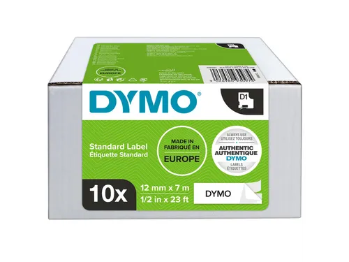 Labeltape Dymo 45013 LabelManager D1 polyester 12mm zwart op wit