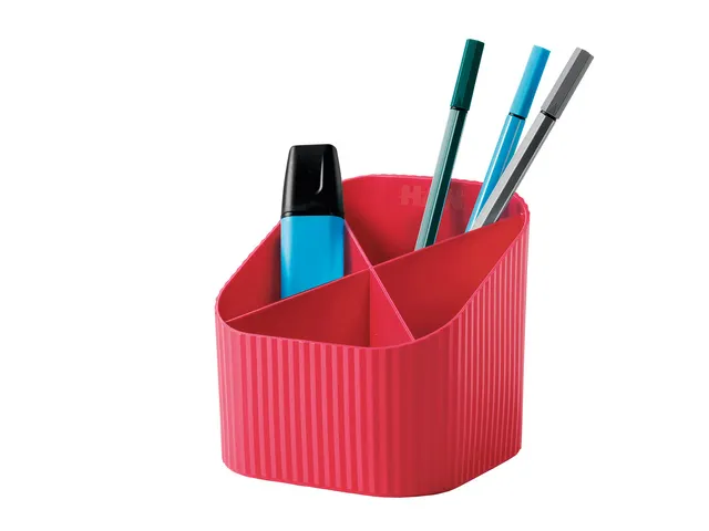 Porte-stylo HAN Re-X-LOOP 4 compartiments, rouge 100% matière recycl