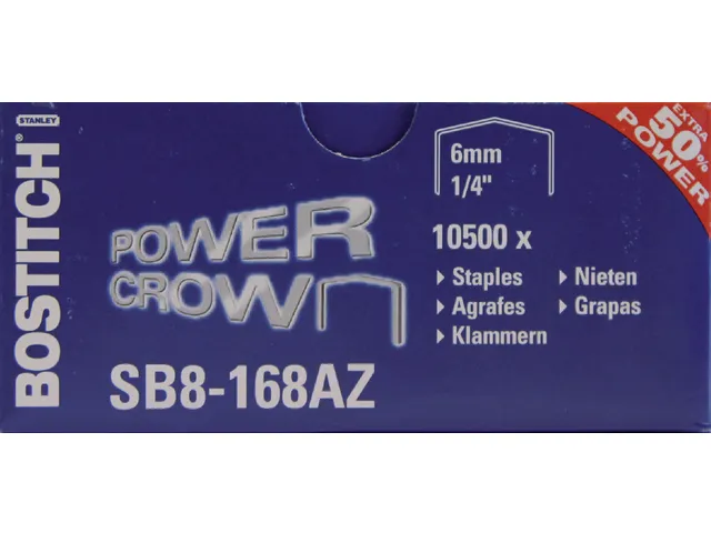 Nieten Bostitch B8 staal SB8 6mm gebogen rug 1050 stuks