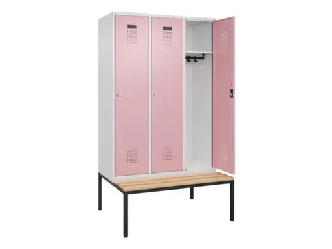 locker met bank,HxBxD 2120x1200x815mm,3vak,vak B 400mm,cilinderslot