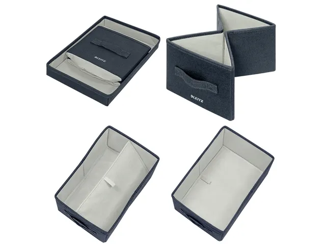 Boîte de rangement Leitz tissu avec couvercle 190x160x285mm gris 2pcs