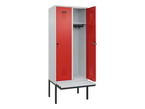 locker met bank,HxBxD 2120x800x815mm,2vak,vak B 400mm,draaigrendel