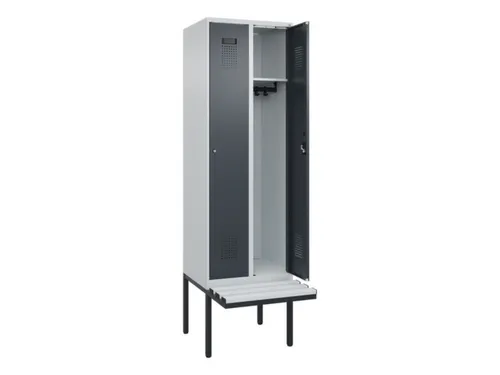 locker met bank,HxBxD 2120x600x815mm,2vak,vak B 300mm,cilinderslot