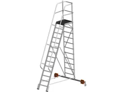 verrijdbare treden-platformladder,eenzijdig,14trede(n),stand H 3,3m