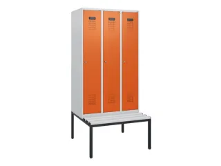 locker met bank,HxBxD 1950x900x815mm,3vak,vak B 300mm,cilinderslot - 2