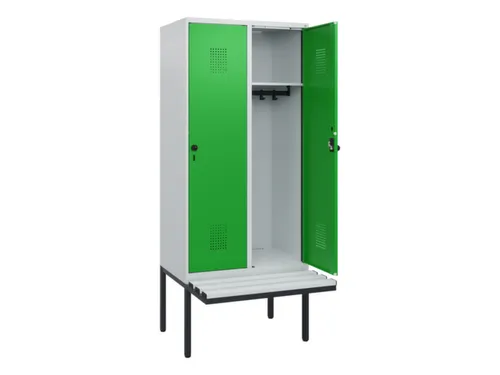 locker met bank,HxBxD 1950x800x815mm,2vak,vak B 400mm,draaigrendel