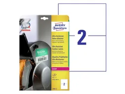 Etiket Avery Zweckform L7916-10 210x148mm polyethyleen wit 20 stuks