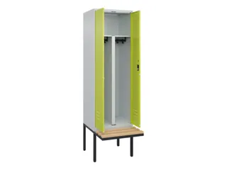 PBM-locker met bank,HxBxD 2120x600x815mm,2vak,vak B 300mm,cil.-slot - 2