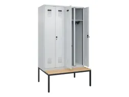 locker met bank,voor scheiding van kleding,HxBxD 2120x1200x815mm,4vak