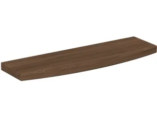 Gebogen tassenplank,v. balie,BxD 500x150mm,hout,notenboom - 3