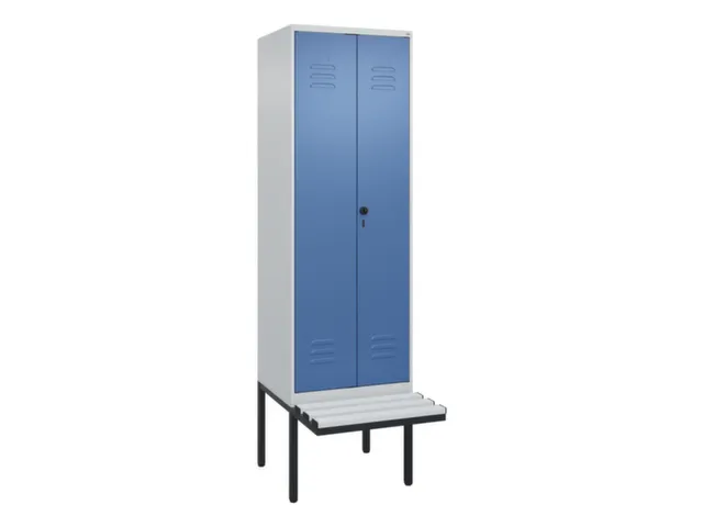 PBM-locker met bank,HxBxD 2120x600x815mm,2vak,vak B 300mm,draaigrendel