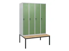 locker met bank,HxBxD 1950x1200x815mm,4vak,vak B 300mm,draaigrendel