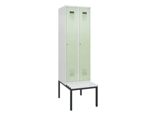 locker met bank,HxBxD 2120x600x815mm,2vak,vak B 300mm,cilinderslot - 2