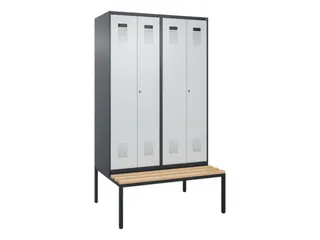 PBM-locker met bank,HxBxD 2120x1200x815mm,4vak,vak B 300mm - 2