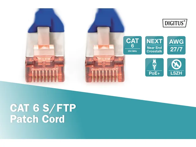 CAT 6 S-FTP patchkabel Cu LSZH AWG 27/7 Lengte 0.25m Blauw