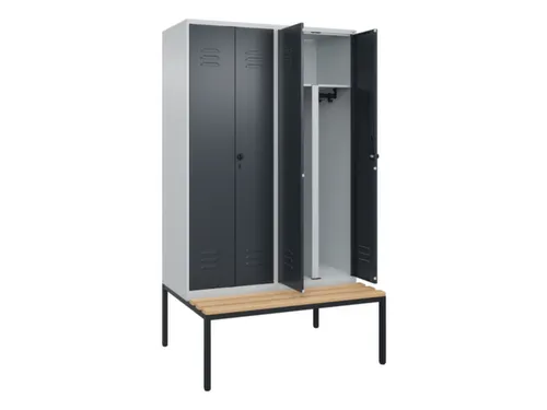 PBM-locker met bank,HxBxD 2120x1200x815mm,4vak,vak B 300mm