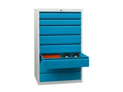 ladekast 1200x500x600mm 8laden cilinderslot RAL7035 front RAL5012