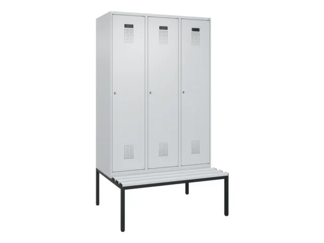locker met bank,voor scheiding van kleding,HxBxD 2120x1200x815mm,3vak