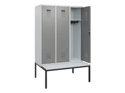 locker met bank,HxBxD 1950x1200x815mm,3vak,vak B 400mm,cilinderslot