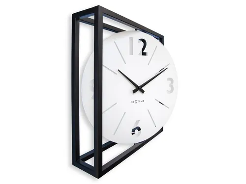 Tafel/wandklok NeXtime Time Frame 40x40cm wit metaal