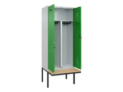 PBM-locker met bank,HxBxD 2120x800x815mm,2vak,vak B 400mm,draaigrendel