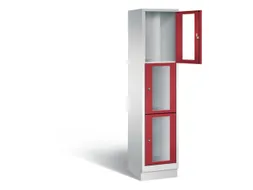 Lockerkast 1800x420x500mm 1x3 vakken Cilinderslot, Sokkel, RAL3003
